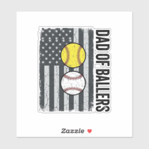 Dad of Ballers Softball Baseball Patriotic