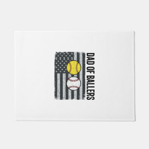 Dad of Ballers Softball Baseball Patriotic Doormat