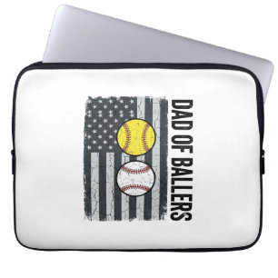 Dad of Ballers Softball Baseball Patriotic Laptop Sleeve