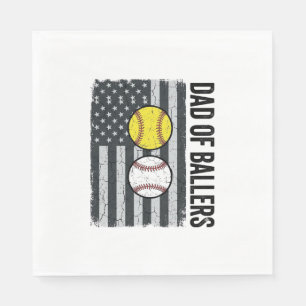 Dad of Ballers Softball Baseball Patriotic Napkin