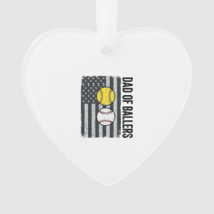 Dad of Ballers Softball Baseball Patriotic Ornament