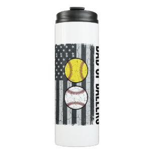 Dad of Ballers Softball Baseball Patriotic Thermal Tumbler