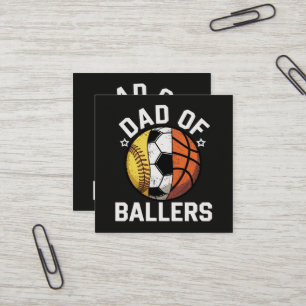Dad Of Ballers Square Business Card