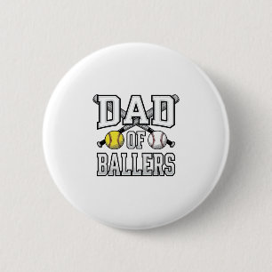 Dad Of Ballers Vintage Baseball Softball Shirt Des 6 Cm Round Badge