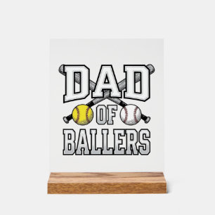 Dad Of Ballers Vintage Baseball Softball Shirt Des Acrylic Sign