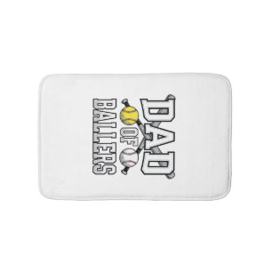 Dad Of Ballers Vintage Baseball Softball Shirt Des Bath Mat