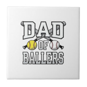 Dad Of Ballers Vintage Baseball Softball Shirt Des Ceramic Tile