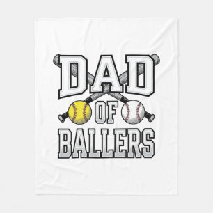 Dad Of Ballers Vintage Baseball Softball Shirt Des Fleece Blanket