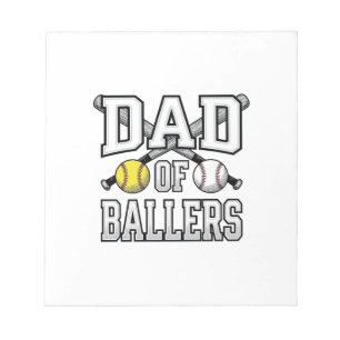 Dad Of Ballers Vintage Baseball Softball Shirt Des Notepad