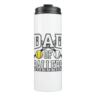 Dad Of Ballers Vintage Baseball Softball Shirt Des Thermal Tumbler