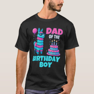 dad of Birthday Boy Llama Pinata Party family math T-Shirt