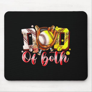 Dad Of Both Baseball Softball Dad Vintage Fathers Mouse Pad