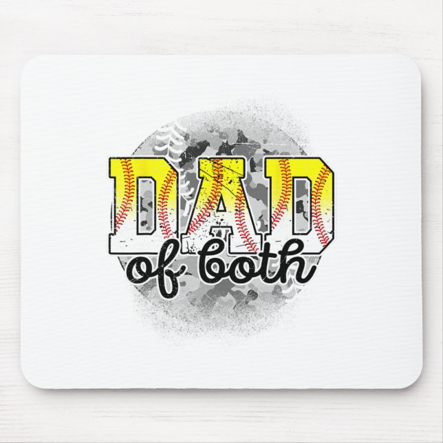 Dad Of Both Baseball Softball Father#39;s Day Base Mouse Pad (Front)