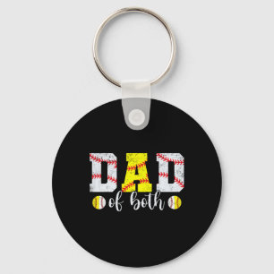 Dad Of Both Baseball Softball For Men Boys Happy F Key Ring