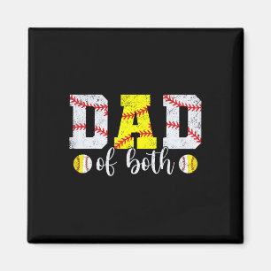 Dad Of Both Baseball Softball For Men Boys Happy F Magnet
