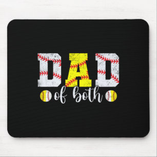 Dad Of Both Baseball Softball For Men Boys Happy F Mouse Pad