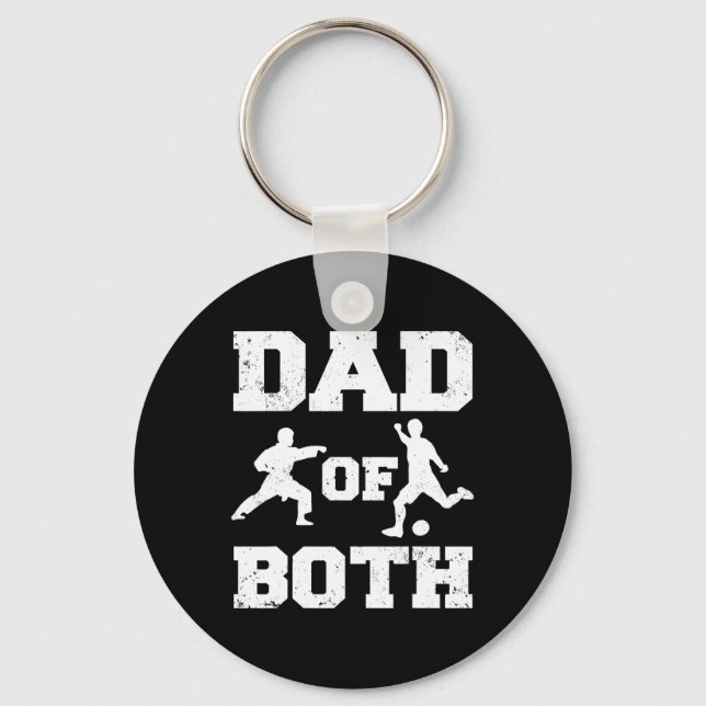 Dad Of Both Funny Karate Soccer Dad  Key Ring (Front)