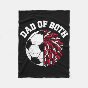 Dad Of Both Soccer Cheer Dad Funny Sports Dad Fleece Blanket