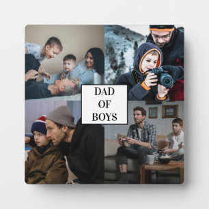 Dad of Boys Father's Day Custom 4 Photo Collage Plaque