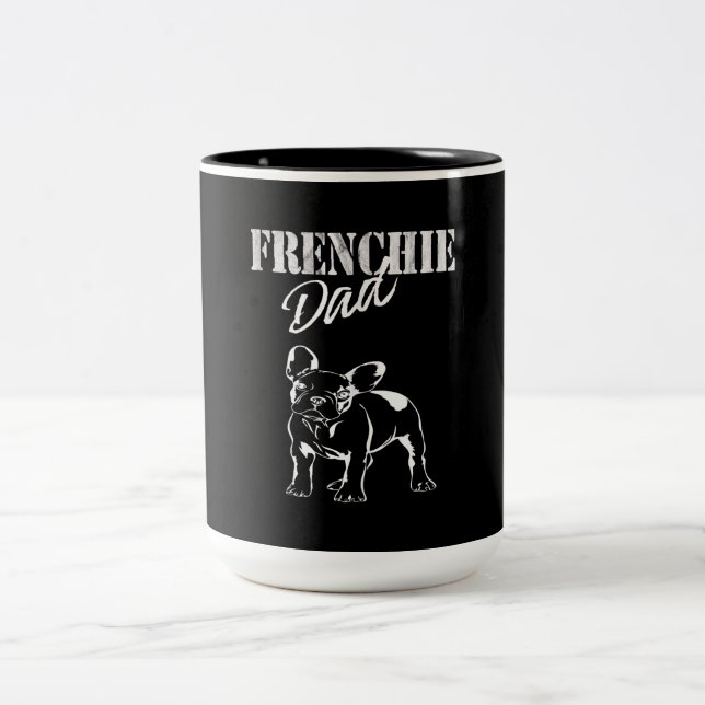 Dad Of Cute Frenchie Funny French Bulldog Lovers Two-Tone Coffee Mug (Center)