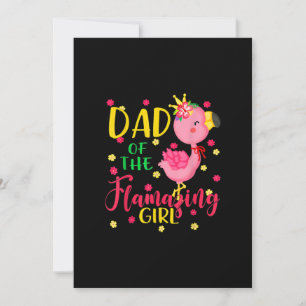 Dad Of Flamazing Girl Cute Flamingo Dad Birthday Holiday Card