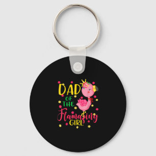 Dad Of Flamazing Girl Cute Flamingo Dad Birthday Key Ring