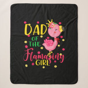 Dad Of Flamazing Girl Cute Flamingo Dad Birthday Sherpa Blanket