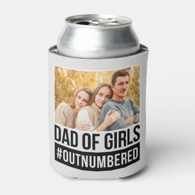 Dad of Girls #Outnumbered Can Cooler (Can Front)