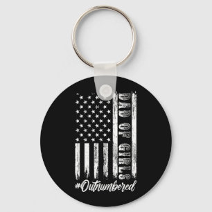 Dad Of Girls Outnumbered Retro Fathers Day Daddy Key Ring