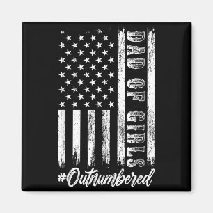Dad Of Girls Outnumbered Retro Fathers Day Daddy Magnet
