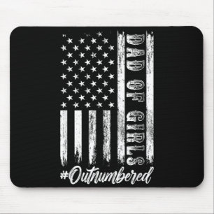 Dad Of Girls Outnumbered Retro Fathers Day Daddy Mouse Pad