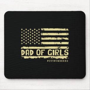 Dad Of Girls Outnumbered Us Flag Father's Day Daug Mouse Pad