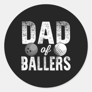 Dad Of Llers Golf Bowling Dad Bod Classic Round Sticker