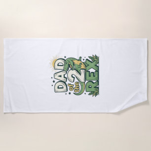 Dad of the 2 Rex Dinosaur Father Shirt Design_1 Beach Towel