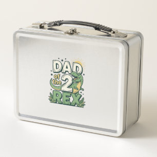 Dad of the 2 Rex Dinosaur Father Shirt Design_1 Metal Lunch Box