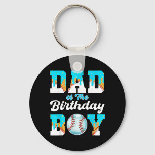 Dad of The Birthday Boy Baseball Ice Cream Drip Key Ring