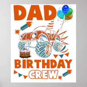 Dad Of The Birthday Boy Cars Trucks Trains Birthda Poster