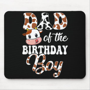 Dad Of The Birthday Boy Cow Farm 1st Birthday Boy Mouse Pad