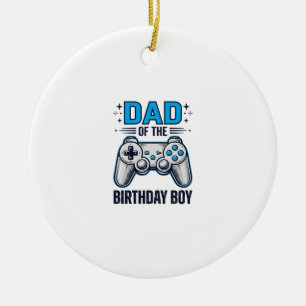 Dad of the Birthday Boy Gamer Shirt Design_1 Ceramic Ornament