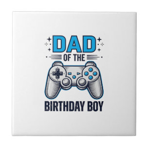 Dad of the Birthday Boy Gamer Shirt Design_1 Ceramic Tile