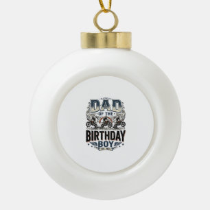 Dad of the Birthday Boy Motocross Vintage Shirt_1 Ceramic Ball Christmas Ornament
