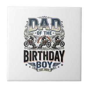 Dad of the Birthday Boy Motocross Vintage Shirt_1 Ceramic Tile