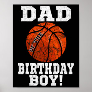 Dad Of The Birthday Boy Sketll Lover Vintage Retro Poster
