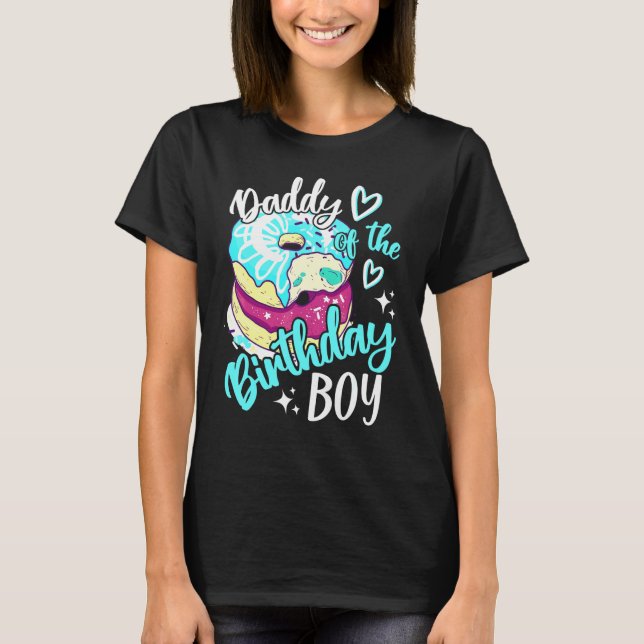 Dad of The Birthday Boys Donut Birthday Party Them T-Shirt (Front)