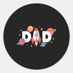 Dad Of The Birthday Boys Space Astronaut 1st Birth Classic Round Sticker
