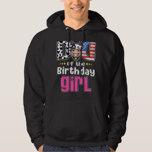 Dad Of The Birthday Cute Girl Cow Farm Daddy Papa Hoodie