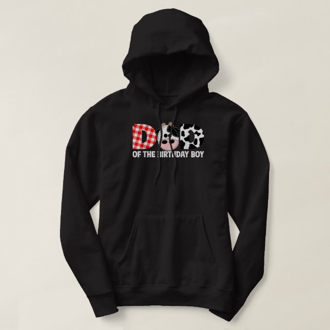 Dad of The Birthday For Boy Cow Farm 1st Birthday  Hoodie (Design Front)
