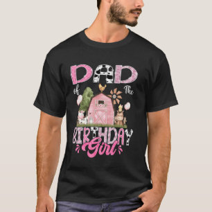 Dad Of The Birthday Girl 1St Birthday Pink Cow Far T-Shirt