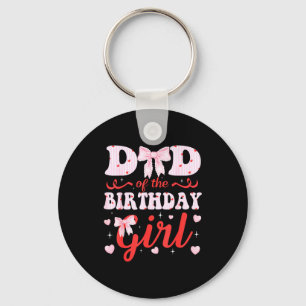 Dad of the birthday girl coquette bow family key ring