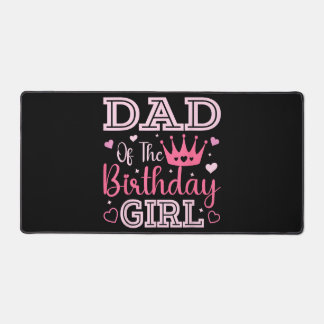 Dad of The Birthday Girl Cute Pink Matching Family Desk Mat
